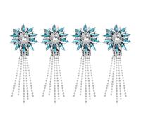 sourcing map 4 apliques de cristal de diamantes de imitación, 11 x 4 cm, flecos de cristal, cadena de borla de charretera, parches de costura para vestidos de fiesta, ropa, zapatos, manualidades