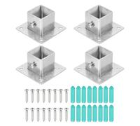 sourcing map 4 bases cuadradas de poste de acero inoxidable de 1.9 mmT, soportes de poste de cubierta, resistentes para barandilla de cubierta, montaje de pasamanos, se adapta a accesorios de postes