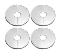 sourcing map 4 bridas divididas de pared de 0.67 pulgadas (17 mm) de acero inoxidable redondas autoadhesivas para cubierta de tubería de brida dividida con clip para suelo, techo, baño, cocina e