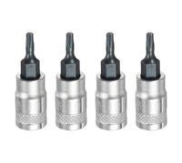 sourcing map 4 brocas Torx de 1/4 pulgadas T10 S2 de acero con cabeza de estrella de acero CR-V, adaptador de enchufe de acero para reparación de tuercas hexagonales de eje automático en el hogar