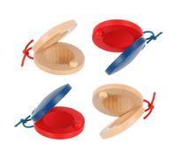 sourcing map 4 castañuelas de madera, castañuelas de dedo de mano, instrumentos musicales, platillos de ritmo, instrumentos de percusión para adultos, juguete para principiantes, color madera