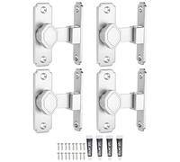 sourcing map 4 cerraduras de puerta de granero, cerradura de puerta abatible de 90 grados, pestillo de seguridad deslizante de aleación de aluminio con tornillos y adhesivo sin clavos para jardín