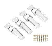 sourcing map 4 cierres de palanca de acero inoxidable 201 de 1.26 pulgadas con resorte con tornillo para puerta de armario, granero, caja de madera, color plateado