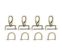 sourcing map 4 cierres giratorios desmontables de aleación de zinc de 3,8 mm con 4 anillos en D, grillete de rosca para llavero, cordón, correa de bolso, color negro y dorado