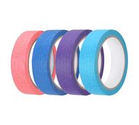 sourcing map 4 cintas de enmascarar de colores universales de 1 pulgada x 22 yardas, papel crepé colorido, cinta de pintor para arte, dibujo, bricolaje, sellado de manualidades, azul, morado, rosa