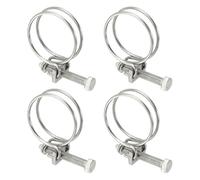 sourcing map 4 clips de manguera de alambre doble de 34-38 mm, acero inoxidable 304, ajustables, abrazaderas de tubo de alambre con tornillo M6, cierre de junta de fontanería para recogida de polvo
