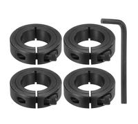 sourcing map 4 collares de eje de abrazadera de 1 pulgada, collar de bloqueo de acero al carbono negro de 1-3/4 pulgadas de diámetro exterior de 1/2 pulgada de grosor con llave hexagonal plana de 3/16