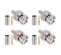 sourcing map 4 conectores BNC macho, 3 mm, 50 ohmios, aislamiento PTFE, conectores coaxiales BNC macho para RG58 RG142 RG400 LMR195 3D-FB cable coaxial inalámbrico Internet
