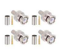 sourcing map 4 conectores BNC macho de crimpado, 4 mm, 50 ohmios, aislamiento PTFE, conectores coaxiales BNC macho para RG8X LMR240 CNT240 KMR240 Mini8 4D-FB cable coaxial inalámbrico Internet