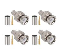 sourcing map 4 conectores BNC macho de crimpado, 5 mm, 50 ohmios, aislamiento PTFE, conectores coaxiales BNC macho para cable coaxial RG6 5D-FB LMR300, cable coaxial inalámbrico de Internet