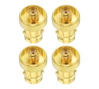 sourcing map 4 conectores coaxiales SMA a BNC SMA hembra a BNC hembra adaptador coaxial de 50 ohmios para antenas, monitoreo de señal, radio jamón, cámara de seguridad, aplicación RF, color dorado