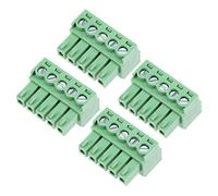 Sourcing map - 4 conectores de ángulo plano AC300 V, 8 A, 3,81 mm, paso 5P, conector de bloque de terminal PCB, color verde