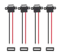 sourcing map 4 conectores de chasis hembra tipo C, 2 pines, impermeable, cable desnudo, enchufe de montaje en panel con anillo de goma para instalación de puerto de carga USB-C (terminal horizontal)