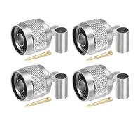sourcing map 4 conectores de crimpado N macho, 4,1 mm, 50 ohmios, adaptador coaxial de crimpado N macho de baja pérdida de alta frecuencia, conectores coaxiales RF para cable RG8X RG59
