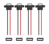 sourcing map 4 conectores impermeables tipo C hembra de chasis, enchufe de montaje en panel de alambre desnudo de 2 pines con anillo de goma para instalación de puerto de carga USB-C de bricolaje
