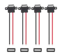 sourcing map 4 conectores impermeables tipo C hembra de chasis, enchufe de montaje en panel de alambre desnudo de 2 pines con anillo de goma para instalación de puerto de carga USB-C de bricolaje