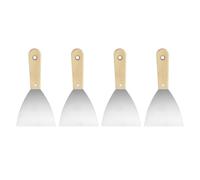 sourcing map 4 cuchillos de masilla de acero al carbono de 4 pulgadas con mango de madera para extender paneles de yeso flexibles para papel pintado, cinta de pared, raspar pintura