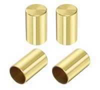 sourcing map 4 fundas de metal para patas de muebles, 0.63 x 1.14 pulgadas, almohadillas redondas para muebles, cubierta dorada para patas de mesa, protector de suelo para silla, mesa, sofá, cama