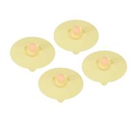 sourcing map 4 fundas de silicona para tazas, 12 cm, tapas de taza de silicona suave con perilla acrílica, tapas reutilizables para tazas antipolvo y herméticas para té, café, bebida, taza de vidrio