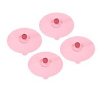 sourcing map 4 fundas de silicona para tazas, 14 cm, tapas de silicona suave con perilla acrílica, tapas reutilizables para tazas, antipolvo y hermético, para té, café, bebida, taza de vidrio, color