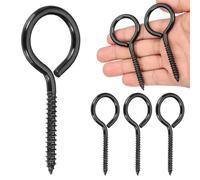 sourcing map 4 ganchos de tornillo, M6 x 90 mm, acero inoxidable 304 resistente, pernos de ojo autorroscantes de extremo cerrado para interiores y exteriores para colgar obras de arte, color negro