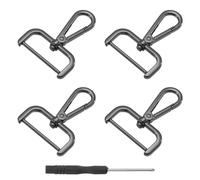 sourcing map 4 ganchos giratorios de 38 mm, anillo en D desmontable, gancho de mosquetón de metal con destornillador para hacer bolsos, llaveros, color negro