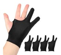 sourcing map 4 guantes de dibujo de artista, guantes transpirables de 3 capas con dos dedos para dibujo gráfico derecho e izquierdo, tableta digital, dibujo de papel (talla M), color negro