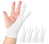 sourcing map 4 guantes de dibujo de artista, guantes transpirables para pintura gráfica con dos dedos para mano derecha e izquierda, para tableta digital, dibujo de papel (talla M), color blanco