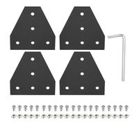 sourcing map 4 juegos de conectores de soporte de esquina en forma de T, placa de unión de extrusión de aluminio 3030 de 5 agujeros con 20 tuercas M6 T, 20 tornillos hexagonales M6 x 12 y 1 llave M5