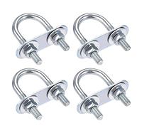 sourcing map 4 juegos de pernos redondos en U de 20 mm, ancho interior de 50 mm de longitud, acero M6 con tuerca, placa, arandela