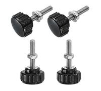 sourcing map 4 juegos de tornillos moleteados con tuercas y arandelas, rosca macho métrica M4 x 20 mm, cabeza de plástico de 18 mm, perillas de acero inoxidable 304, manijas de tornillo de mariposa,