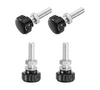 sourcing map 4 juegos de tornillos moleteados con tuercas y arandelas, rosca macho métrica M6 x 25 mm, cabeza de plástico de 18 mm, pernos de acero al carbono chapados en zinc, manijas de sujeción,