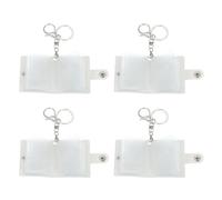 sourcing map 4 llaveros personalizados de cuero para álbum de fotos con 20 imágenes, llavero de recuerdo pequeño para familia, color blanco