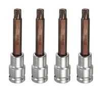 sourcing map 4 llaves de vaso de triple ranura cuadrada de 1/2 pulgada M10 de tamaño métrico S2 de acero de 12 puntos de cabeza larga para destornillador CR-V adaptador de enchufe de acero para