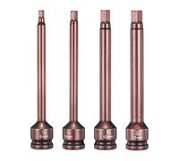 sourcing map 4 llaves de vaso hexagonales de impacto de 1/2 pulgada 6H+8H+10H+12H (6+8+10+12mm) brocas hexagonales de 6 pulgadas de longitud S2 de acero métrico herramienta adaptador de enchufe para