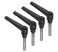 sourcing map 4 manijas de palanca de sujeción, M8 x 40 mm, perno macho roscado de acero inoxidable 304, asas ajustables, bloqueo de liberación rápida, botón de trinquete, color negro