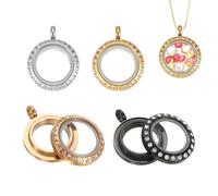 sourcing map 4 medallones de recuerdo vivo, 12,7 mm de rotación de diamantes de imitación redondos, colgantes flotantes de acero inoxidable para fotos de mujer, collares, manualidades, bodas, 4