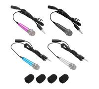 sourcing map 4 mini micrófonos, mini micrófono, micrófono pequeño para teléfono, micrófono pequeño con cubierta de esponja para grabar voz de teléfono, rosa intenso/negro/plateado/azul