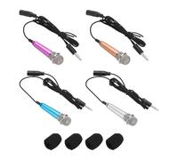 sourcing map 4 mini micrófonos, mini micrófono, micrófono pequeño para teléfono, micrófono pequeño con cubierta de esponja para grabar voz de teléfono, rosa intenso/azul/plateado/dorado