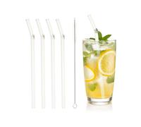 sourcing map 4 pajitas de vidrio reutilizables, 20 cm, resistentes a los golpes, transparentes, lindas pajitas para whisky, café, jugo, refrescos, té, color rosa