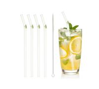 sourcing map 4 pajitas de vidrio reutilizables, de 7.87 pulgadas, resistentes a los golpes, transparentes, lindas pajitas para whisky, café, jugo, refrescos, té, verde