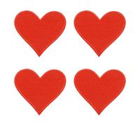 sourcing map 4 parches de corazón para planchar, parches bordados de corazón pequeño, parches decorativos de reparación para manualidades, mochilas, bolsos, sombreros, ropa, 70 mm, color rojo
