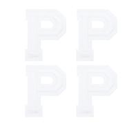 sourcing map 4 parches de letras P para planchar, parches bordados del alfabeto blanco de 1.9 pulgadas, proceso adhesivo termofusible para ropa, mochila, jeans