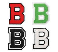 sourcing map 4 parches de letras termoadhesivas de 4.5 pulgadas, apliques bordados de letra B para ropa, chaqueta, vestido, sombrero, mochilas, accesorios de bricolaje, verde/rojo/blanco/negro