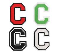 sourcing map 4 parches de letras termoadhesivas de 4.5 pulgadas, apliques bordados de letra C para ropa, chaqueta, vestido, sombrero, mochilas, accesorios de bricolaje, verde/rojo/blanco/negro