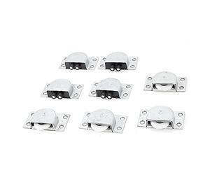 sourcing map 4 pares de rodillos de puerta corredera de tono plateado con rueda blanca de 23 mm para armario