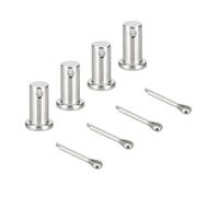 sourcing map 4 pasadores de horquilla M10 x 20 mm, acero inoxidable 304 de un solo agujero, sistema de bloqueo de enganche de cabeza plana con pasadores de aleta para instalación de muebles, remolque