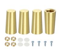 sourcing map 4 patas de latón para tabla de cortar, 1,5 x 3 cm, antideslizantes, con tornillos y arandelas para tablas de madera, caja de exhibición, bandeja elevadora