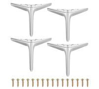 sourcing map 4 patas de metal para muebles, patas triangulares resistentes de 15,2 cm para muebles, patas de tocador de repuesto para cama, mesa, armario, silla de sofá (plateado)