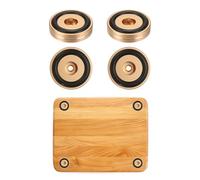 sourcing map 4 patas de tabla de cortar, 40 x 10 mm, aleación de aluminio, pie amplificador antivibración con silicona para tabla de cortar, registro de altavoz, línea dorada/plateada